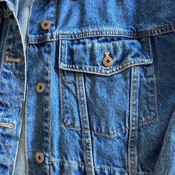ANTHROPOLOGIE BY Pilcro and the Letterpress EX Boyfriend denim jean jacket med - Picture 3 of 4